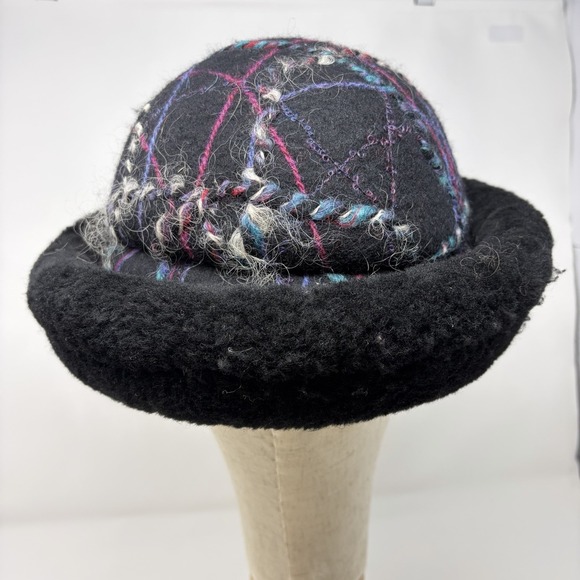 Miriam Carter Feltmaker Artisan Felted Wool Hat Black Purple Wearable Art Medium main image 5